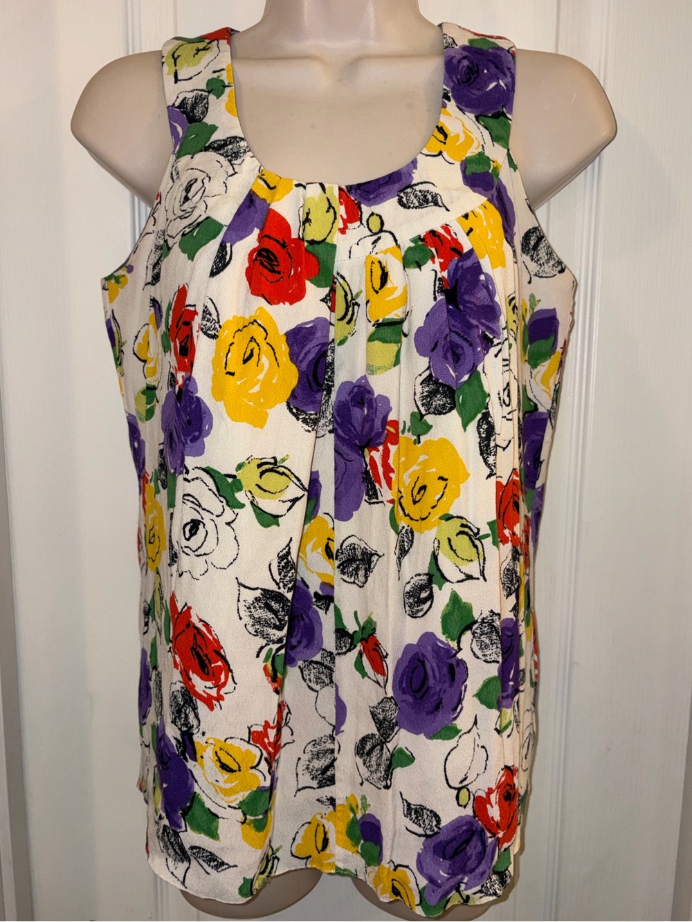 Kate Spade, New York Floral Pleated Sleeveless Top